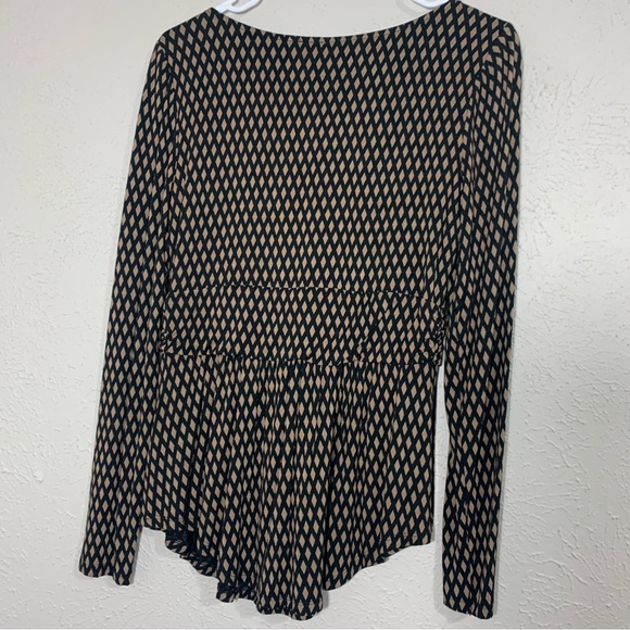 Anthropologie Meadow Rue Joselyn Diamond Pattern Tie Front Long Sleeve - Picture 12 of 16